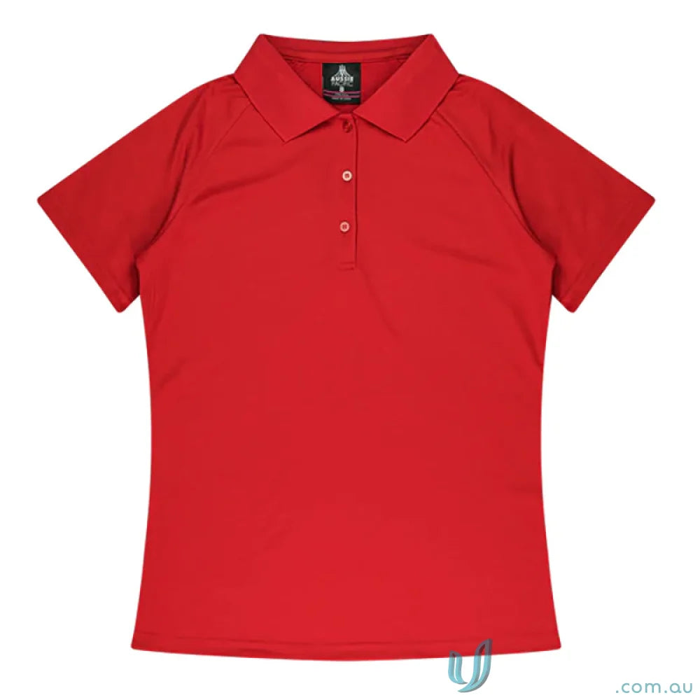 Red short-sleeved polo shirt from Ladies Keira Polo, perfect for work uniforms or uniforms