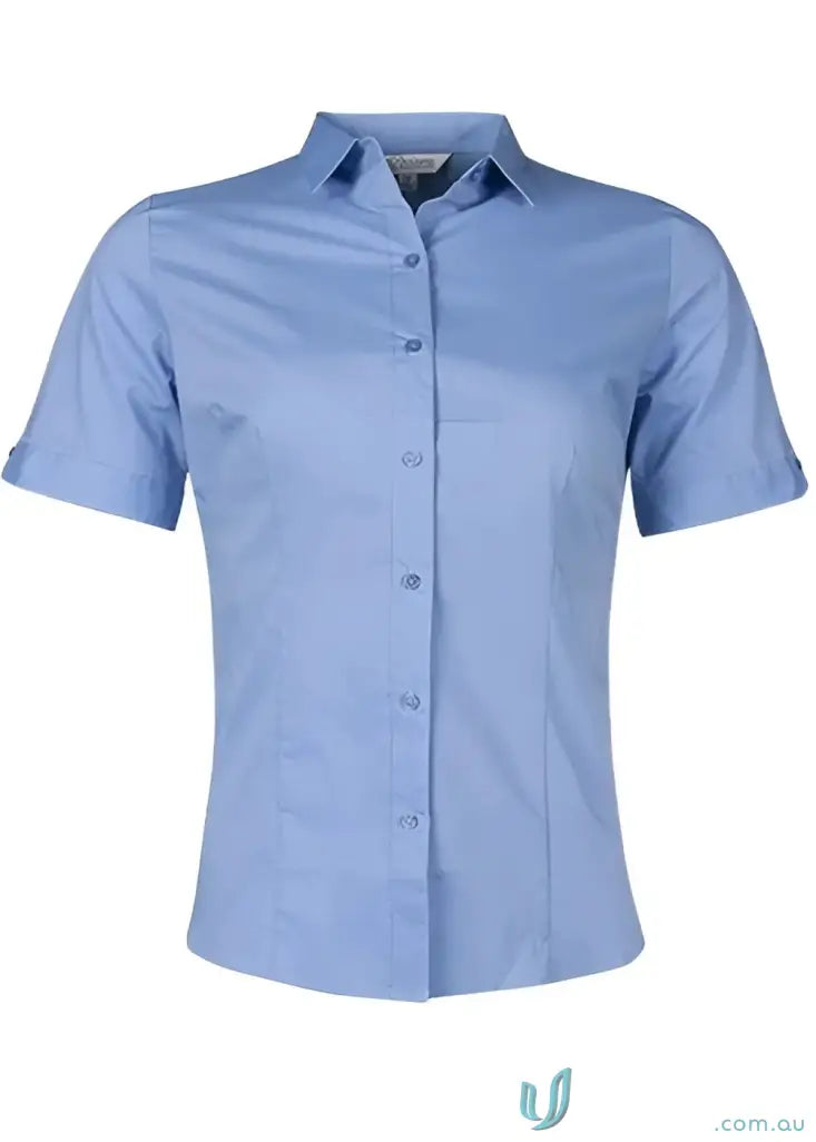 Light blue Ladies Mosman S S Shirt perfect for uniforms and workwear
