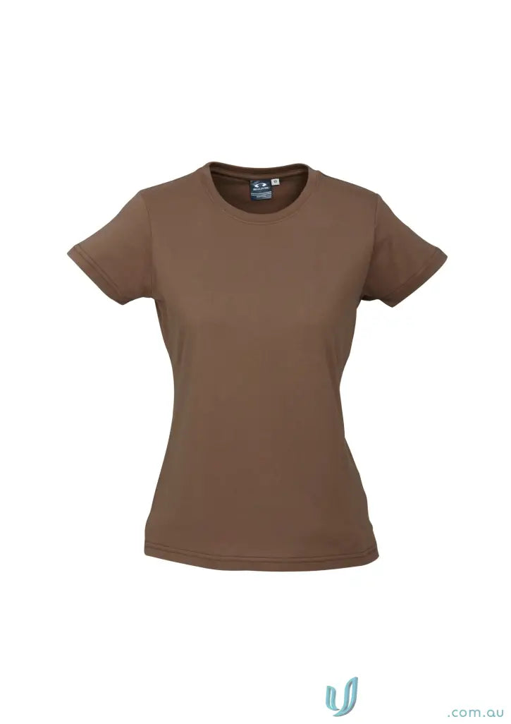 Plain brown Ladies Newport Tee from t10022 Biz Collection, ice short sleeve tee for ladies