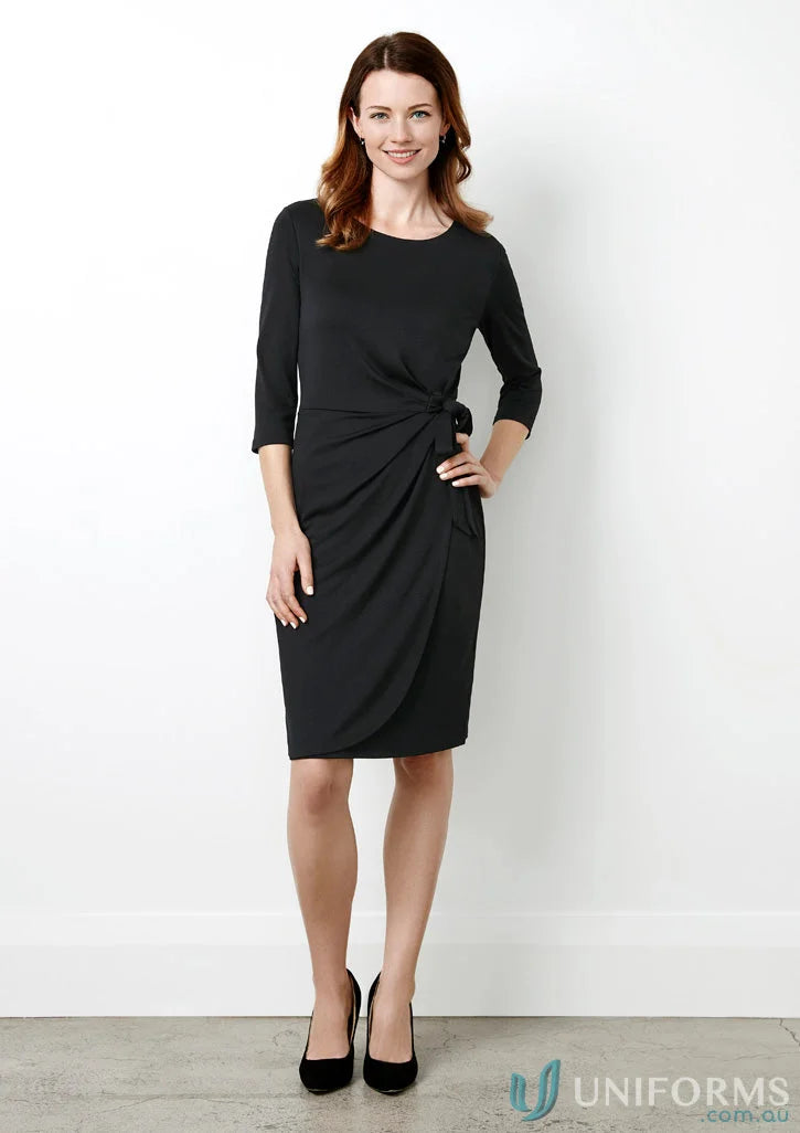 Elegant black wrap dress from Ladies Paris Dress in biz collection womens paris dress line