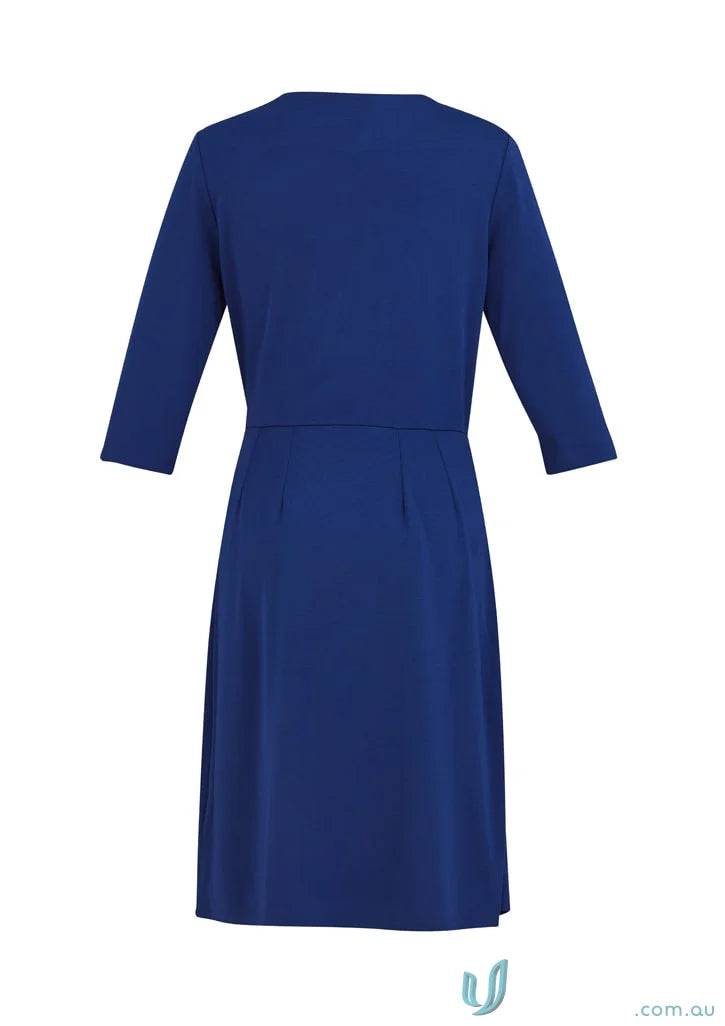 Blue knee-length womens Paris Dress with three-quarter sleeves from Biz Collection Womens