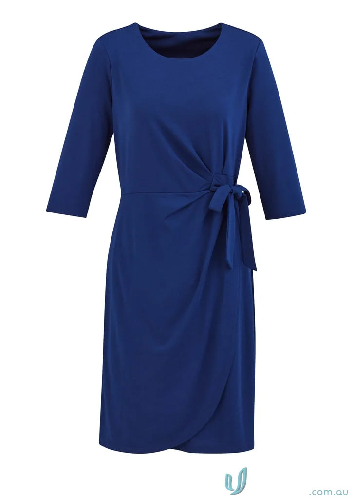 Blue wrap dress with tie from Biz Collection Womens Ladies Paris Dress collection