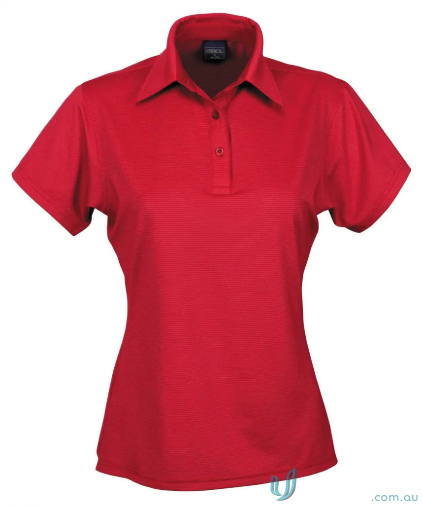Red womens Polo shirt with nano-scale silver technology and cool dry performance fabric