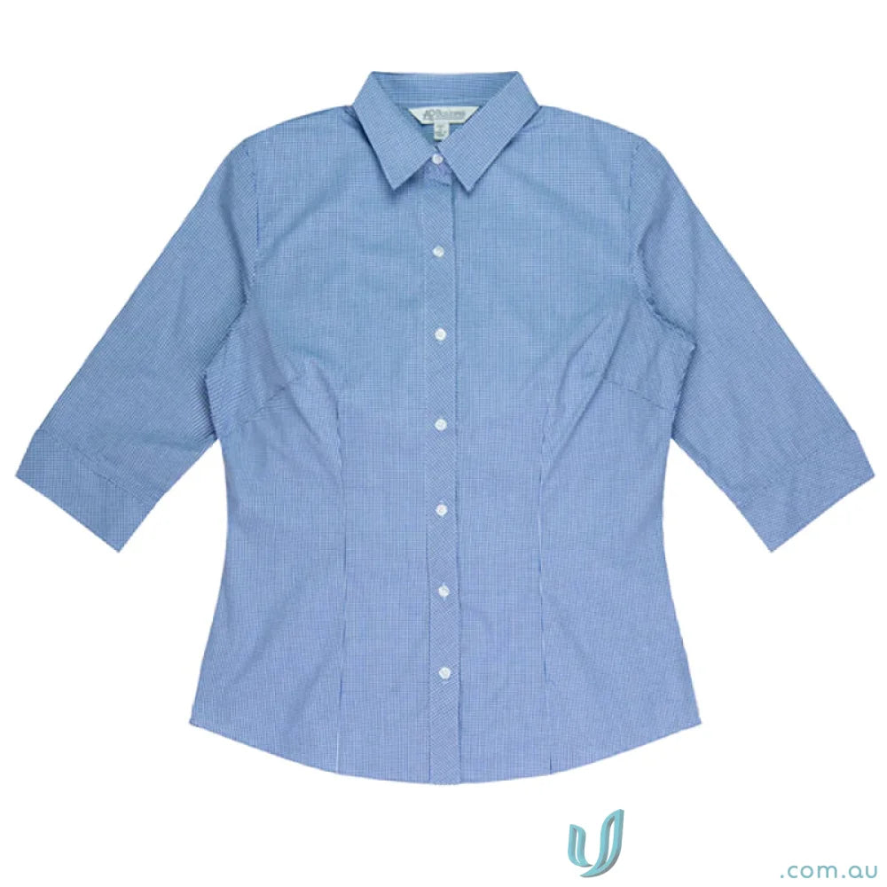 Blue Ladies Toorak 3Qtr Shirt for workwear, perfect as white uniforms or casual wear