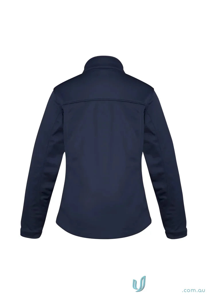 Navy blue womens softshell jacket with stand-up collar from Ladies U Tech SoftShell collection