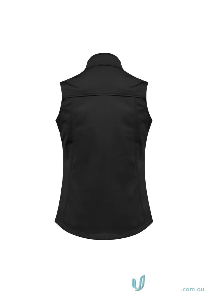 Black Ladies U:Tech SoftShell Vest with stand-up collar, perfect for womens softshell vest j29123