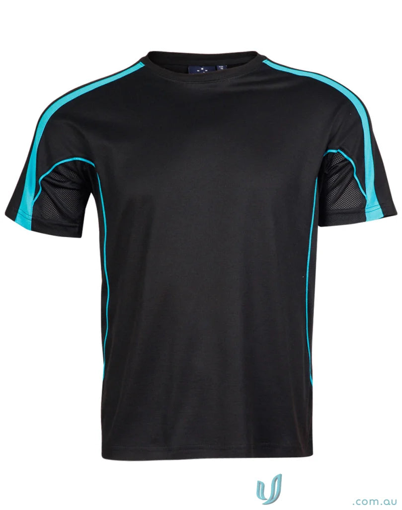 Black and turquoise Legend Tee athletic t-shirt for work uniforms or casual uniforms