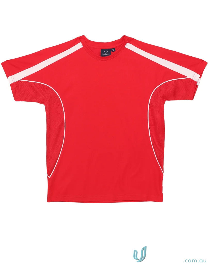 Red Legend Tee T-shirt with white accents, perfect for uniforms and workwear