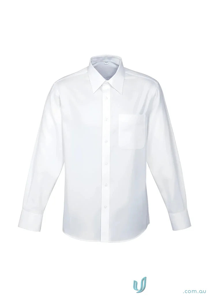Luxe Premium Cotton LS Shirt featuring a white long-sleeve design with chest pocket