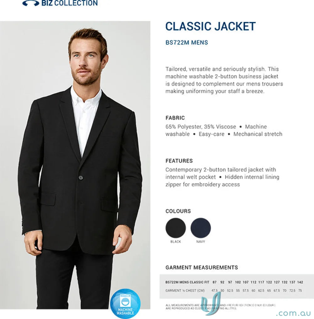 Mens classic jacket from Biz Collection Mens, perfect for corporate offices and smart casual wear
