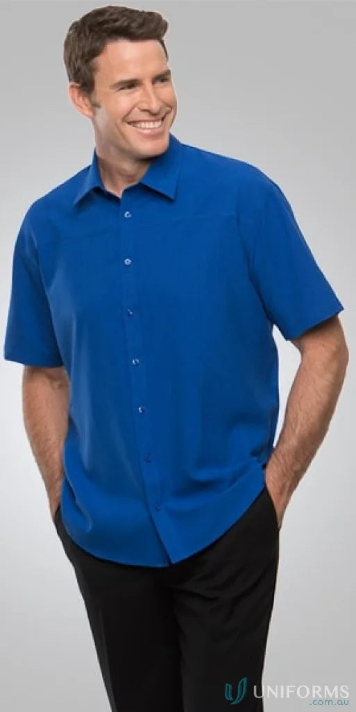 Mens Ezylin Short Sleeve Shirt in royal blue, perfect for casual short sleeve shirts or sports uniforms