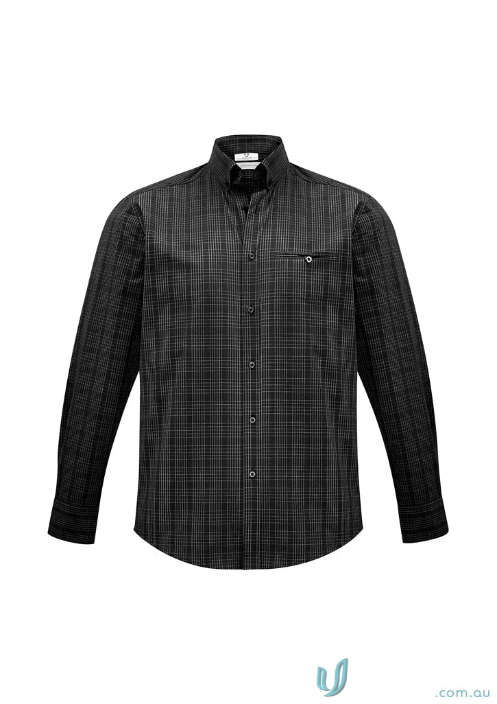 Black and gray plaid Harper LS Shirt from Biz Collection Mens long sleeve shirt line