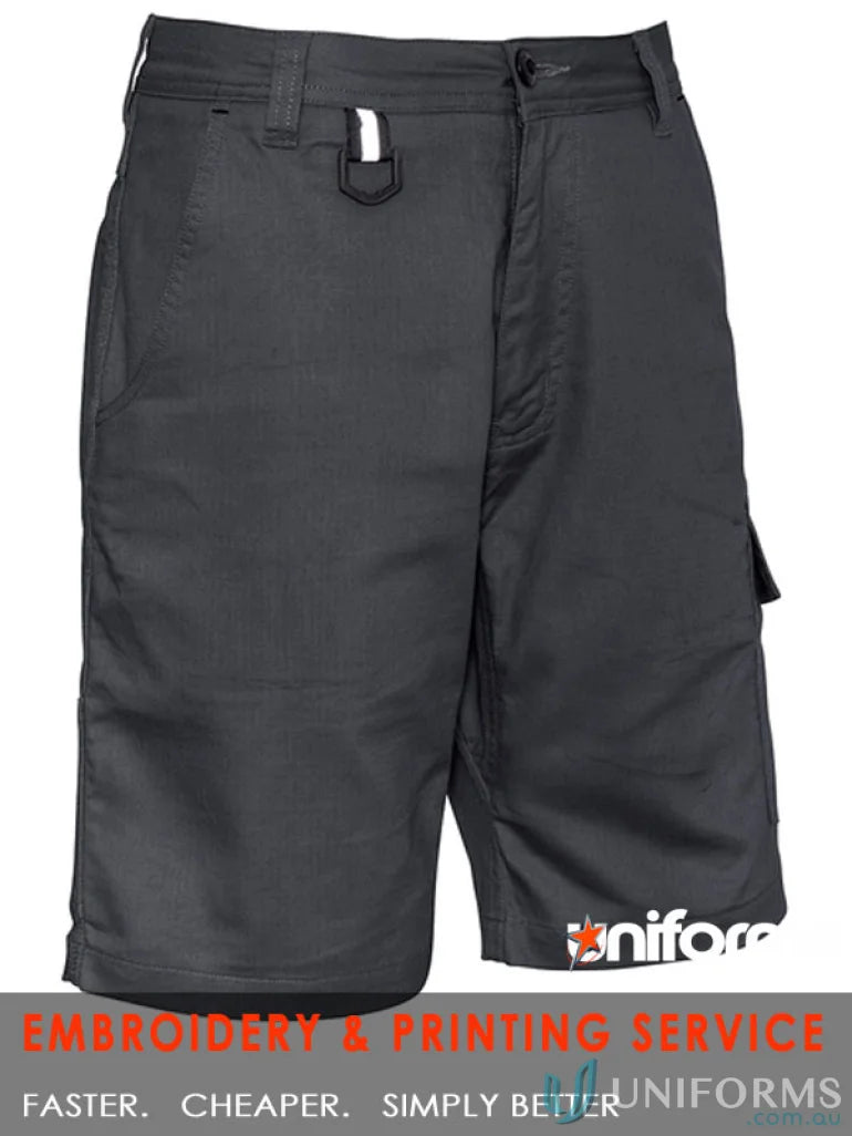 Gray syzmik mens rugged cooling vented shorts for tough outdoor wear