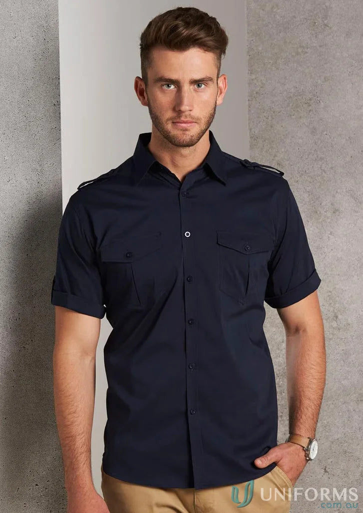 Navy blue military shirt M7911 mens short-sleeved Benchmark SS Military Shirt