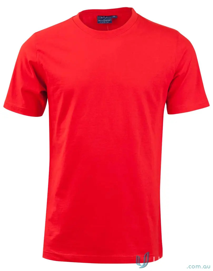 Red MOQ100 Printed Youth Tee made from soft combed cotton, perfect for uniforms or workwear