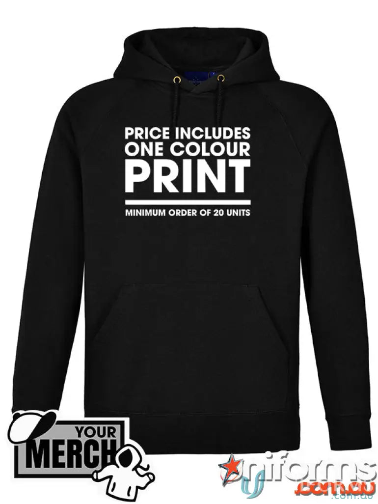 Black hoodie from MOQ1000 Printed LADIES Hoodie, perfect for workwear or uniforms