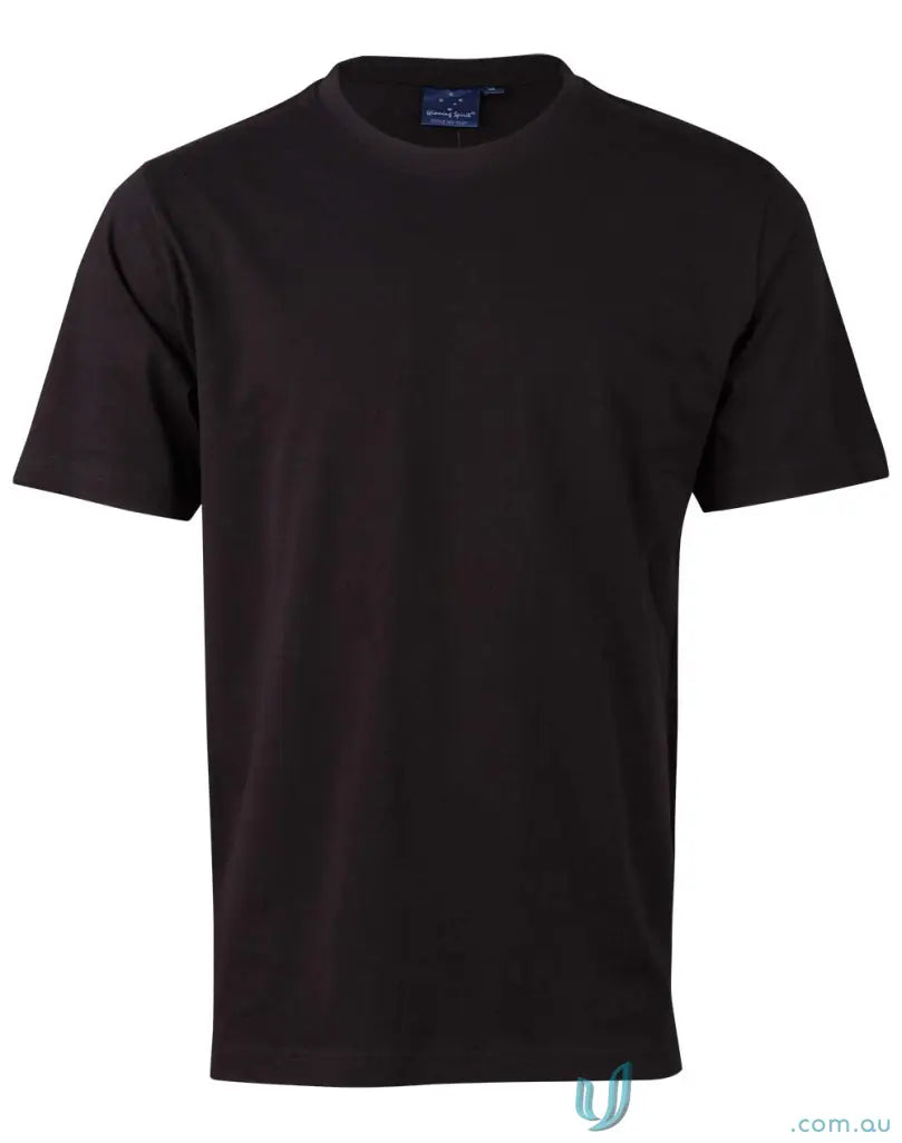 Black short-sleeved T-shirt made from combed cotton, ideal for uniforms and workwear