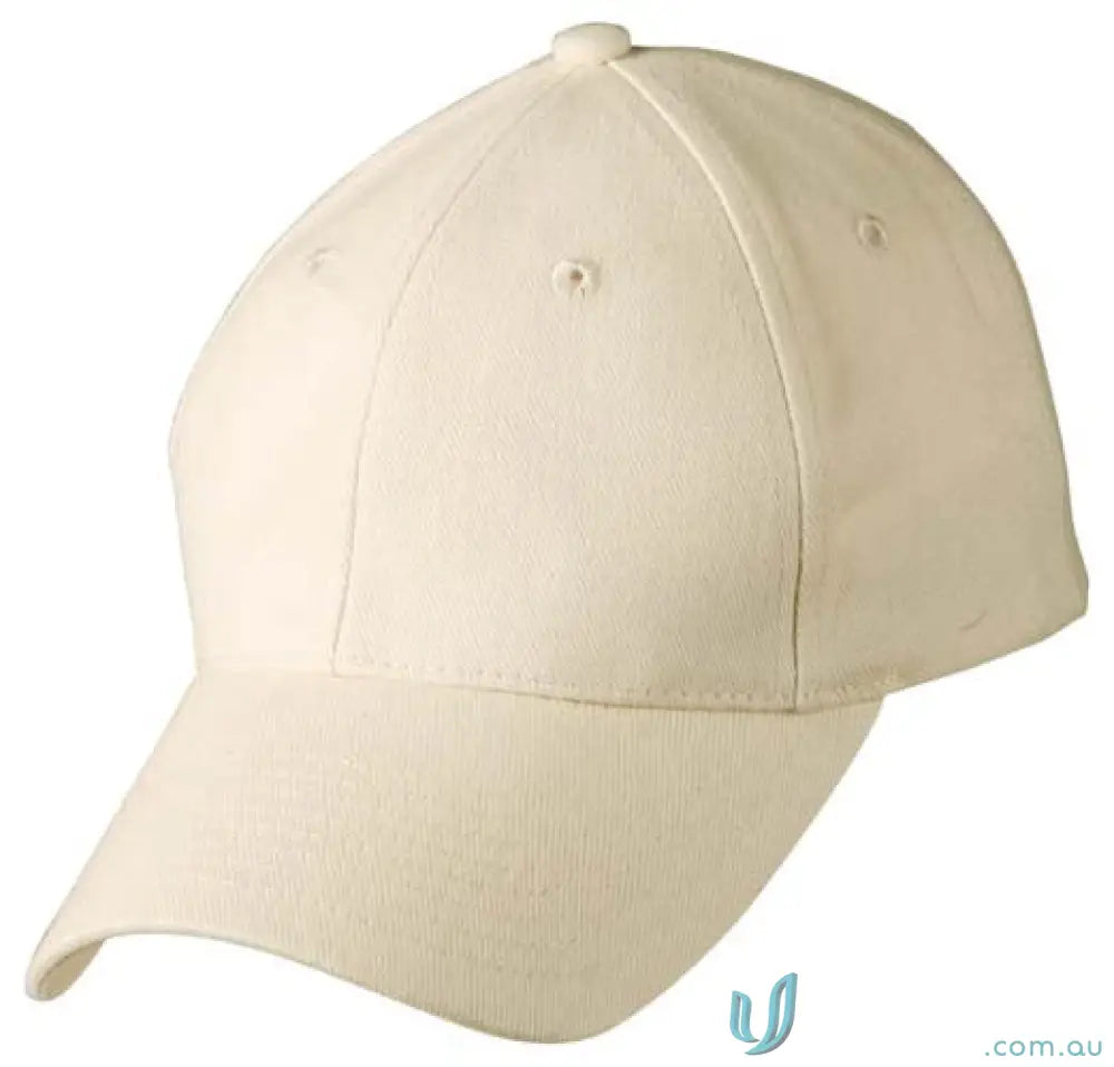 Beige embroidered cap made of heavy brushed cotton, price includes embroidery