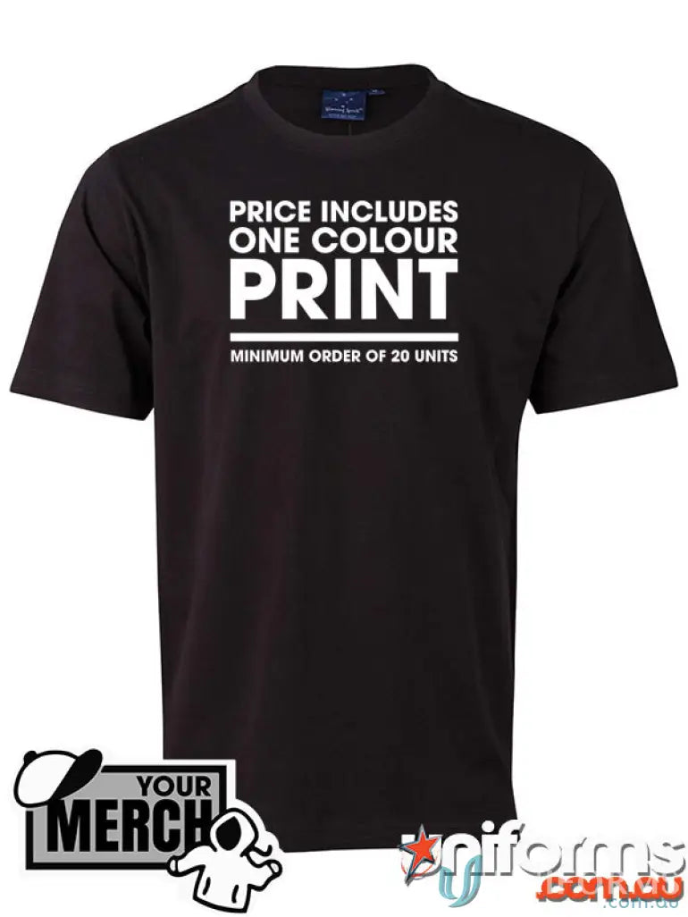 Black T-shirt from MOQ250 Printed ADULT Tee, great for workwear and uniforms