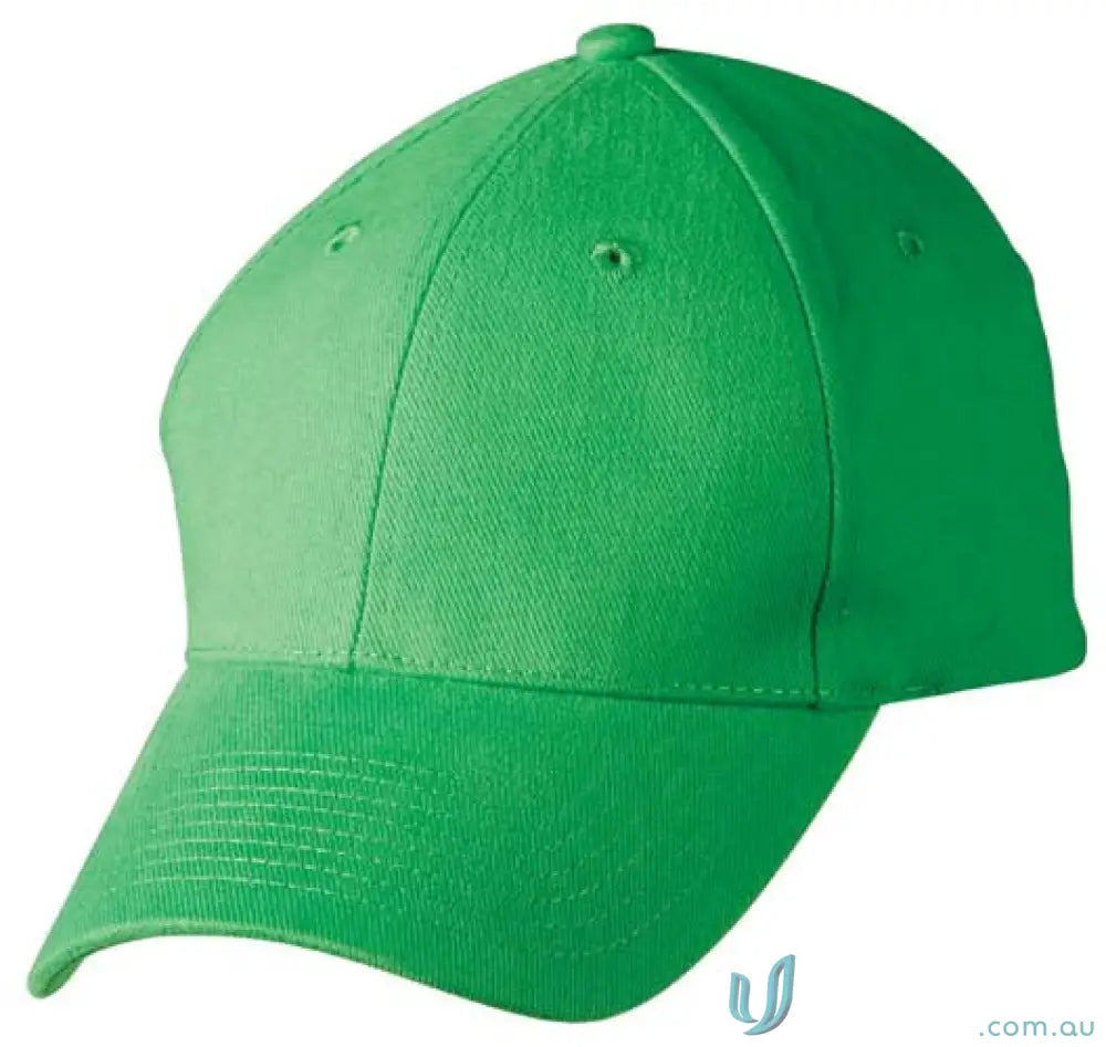 Green baseball cap made of heavy brushed cotton with embroidery, price includes embroidery