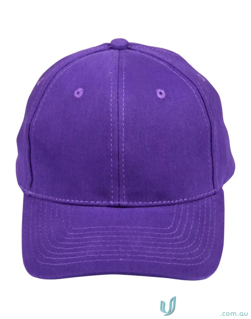 Purple baseball cap made of heavy brushed cotton, price includes embroidery from MOQ50