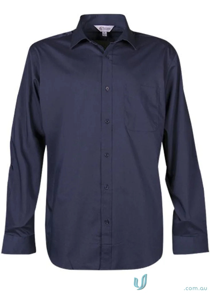 Navy blue long-sleeved Mosman LS Shirt 1903l for stylish men