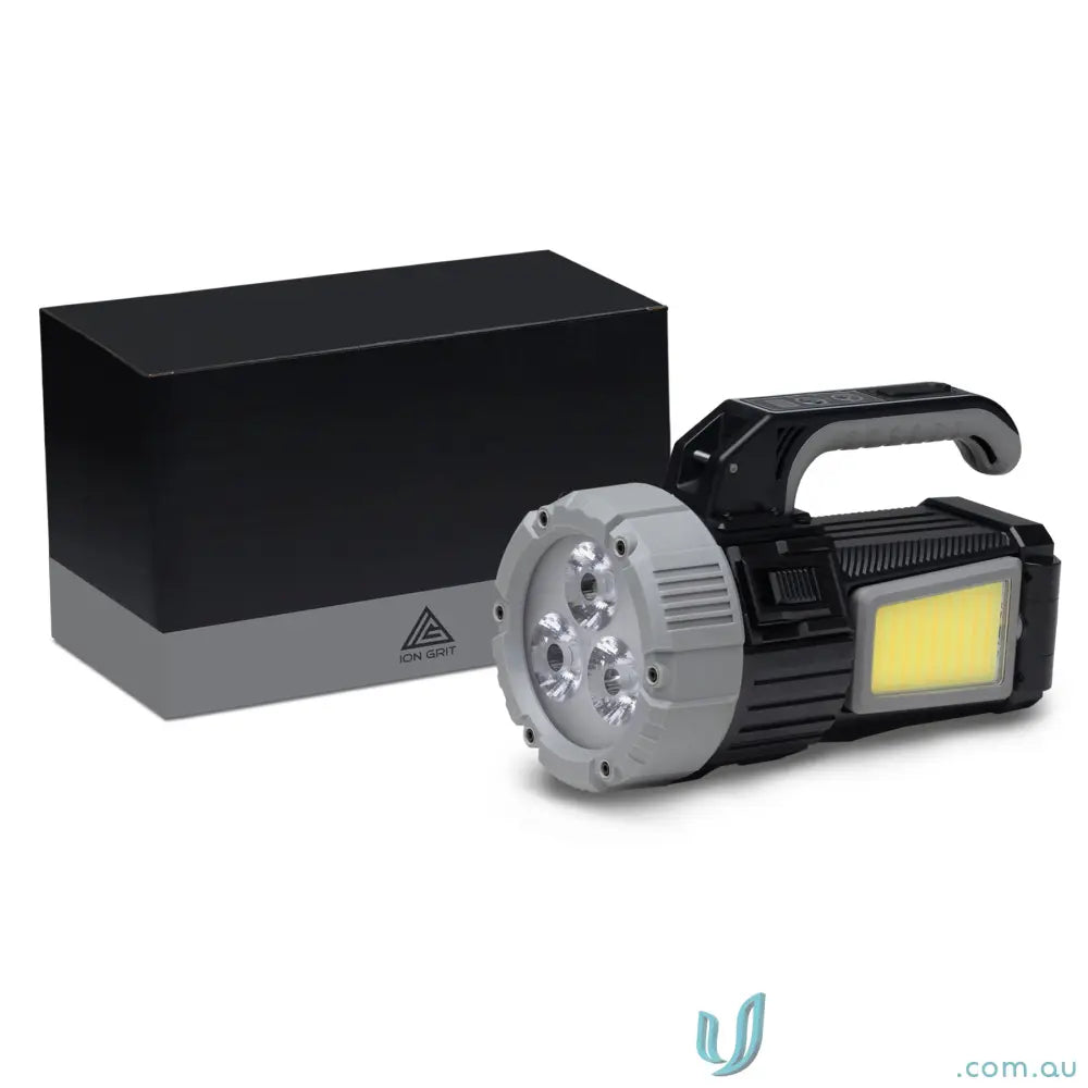branding torch IGOBT OptiBeam High‑Intensity COB Search Light Torch – Durable Black/Steel Grey