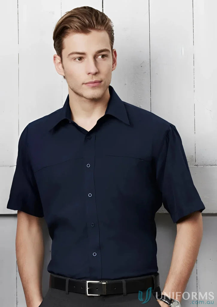 Navy blue mens Oasis Short Sleeve Shirt, perfect for a casual look