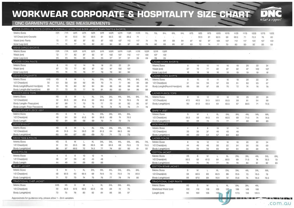 Workwear size chart for Pleat Front Permanent Press Shorts press shorts casual}