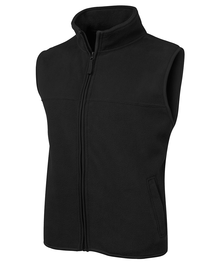 Jb’s PolarTech vest, 290gsm polar fleece black with full zip, pockets, urban fit