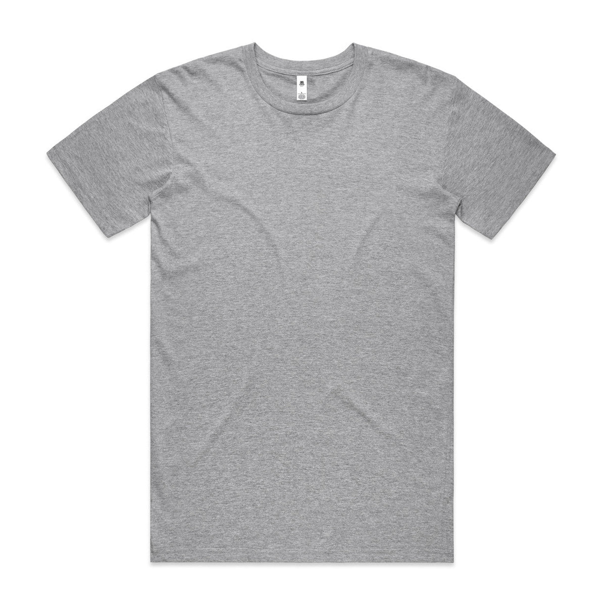 Heather gray crew neck t-shirt with short sleeves and a relaxed fit.