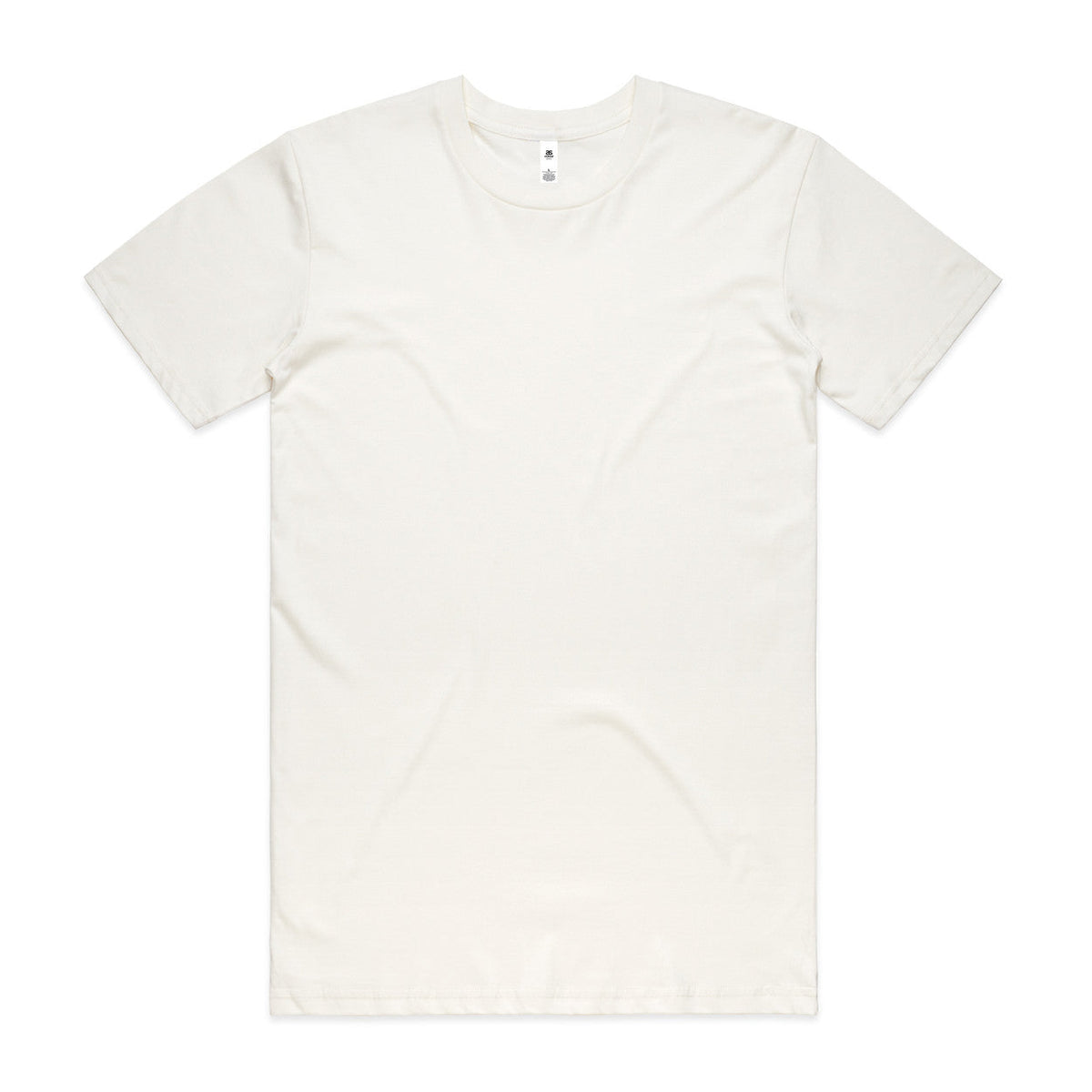 Cream-colored crew neck t-shirt with short sleeves and a simple design.