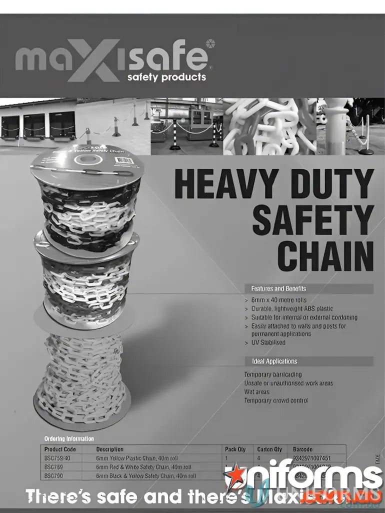 Heavy duty safety chain from Red & White Safety Chain for workwear and uniforms