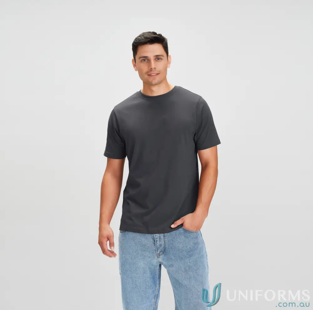 Southport Tee ice short sleeve mens T-shirt with twin needle sleeve in dark gray