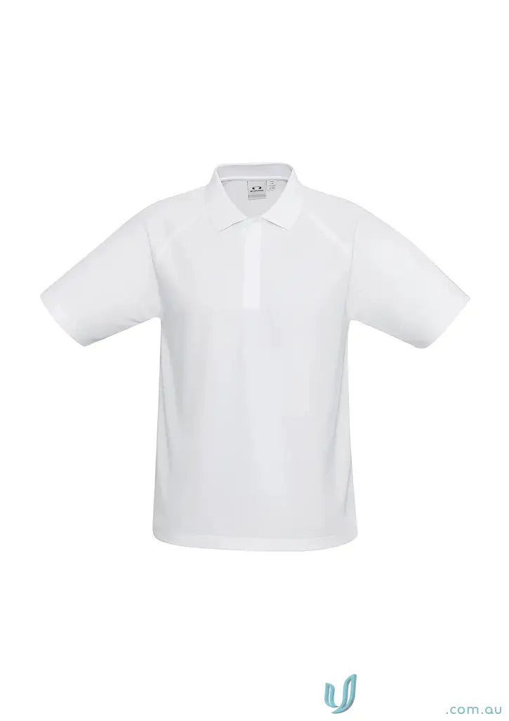 White short-sleeved polo shirt from Sprint Polo collection, perfect for P300MS Mens Biz Cool style