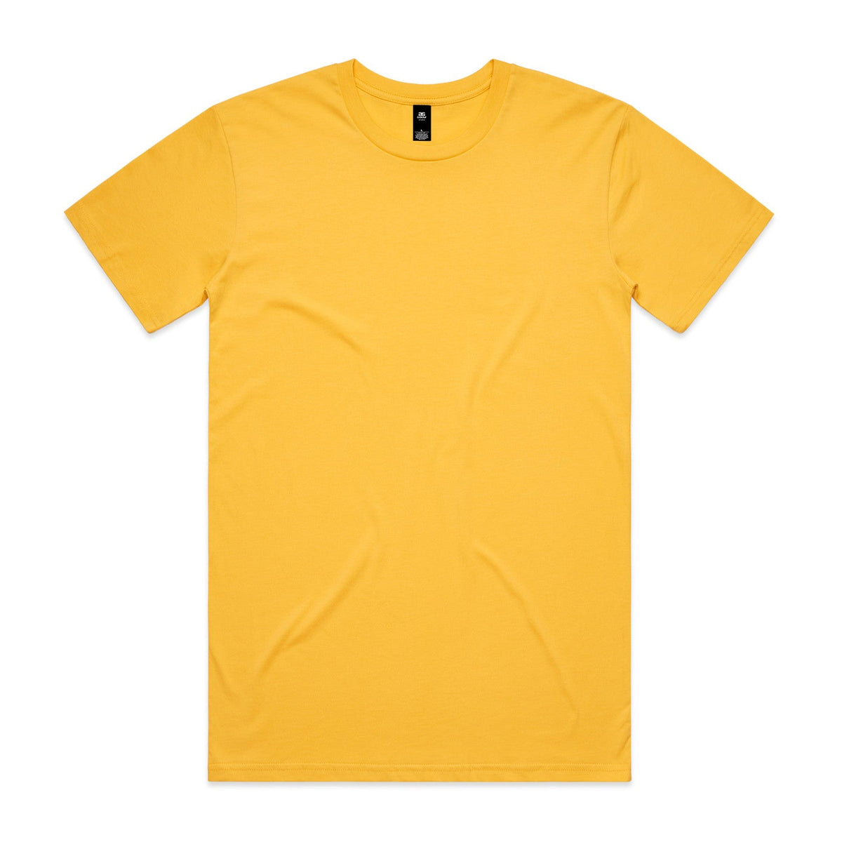 Plain yellow crew neck planett staple tee with subtle wrinkles perfect for comfortable workwear or casual uniforms