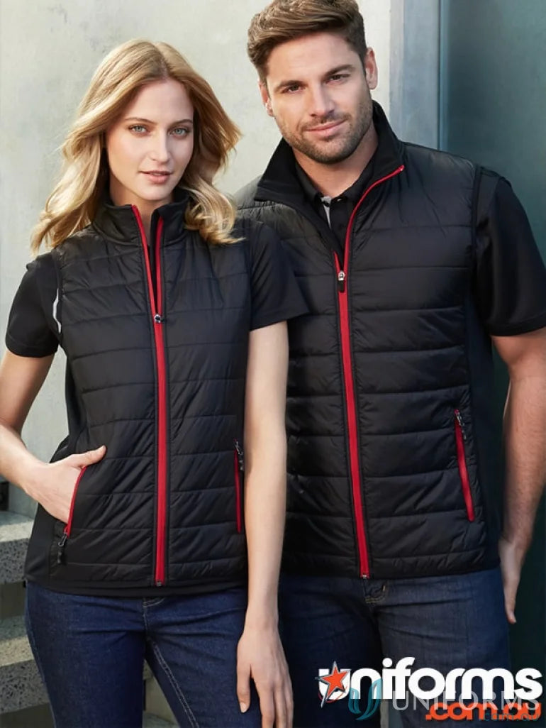 Matching black puffer vests from Stealth Vest collection for mens stealth vest with core warm polyfil insulation