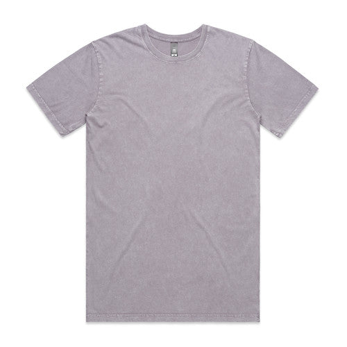 Grey crew neck t-shirt with short sleeves and a round neckline.