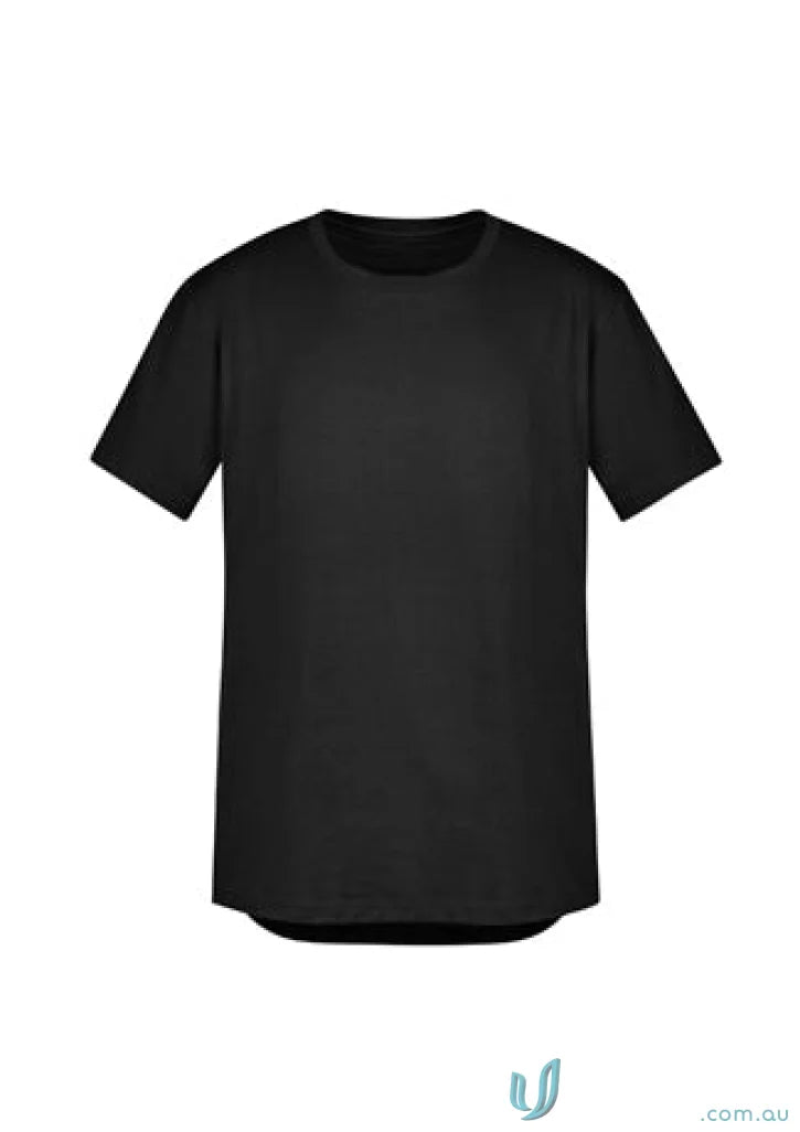 Black streetworx tee shirt in breathable cotton slim fit with curved hem modern tee style