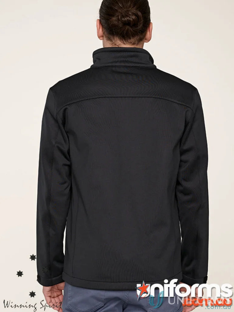 Black softshell jacket from Sustainable Softshell Jacket featuring zip closure and certified recycled material