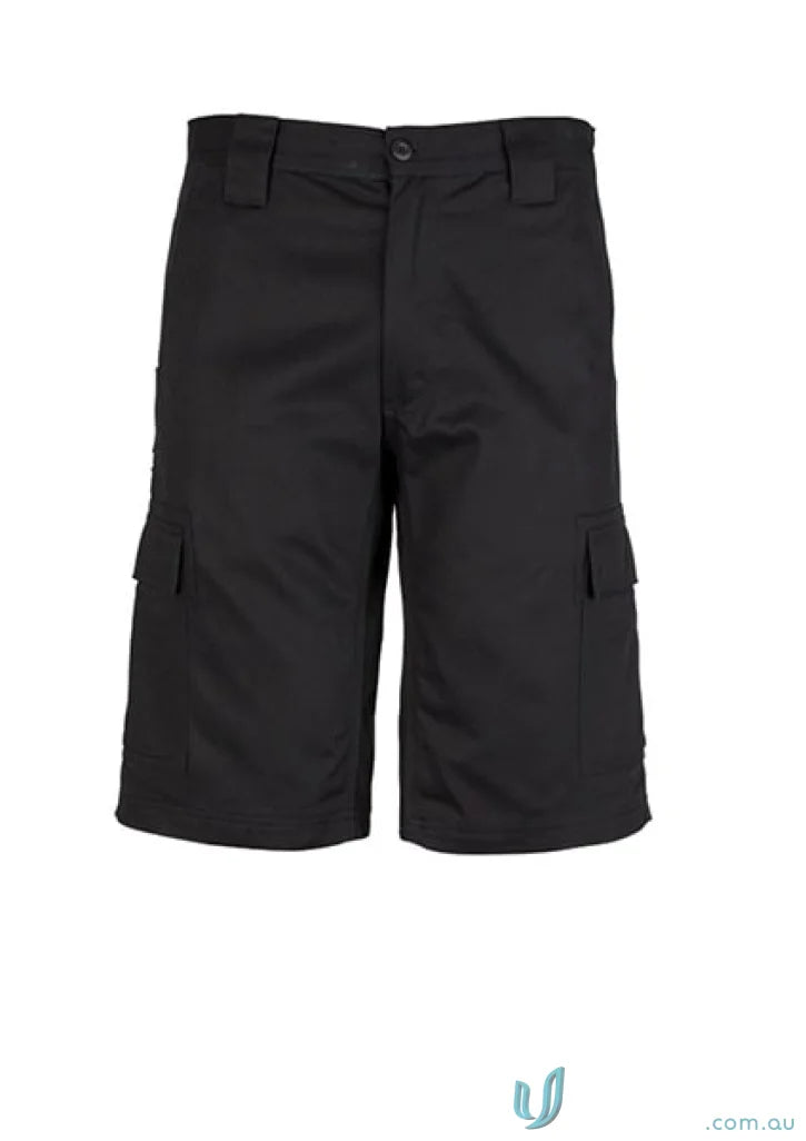 Black Syzmik Mens Midweight Drill Cargo Short ZW012 for casual comfort