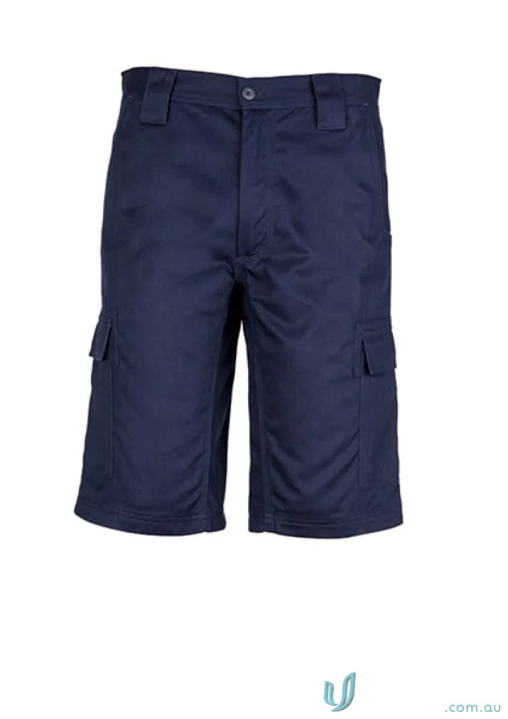 Navy blue Syzmik Mens Midweight Drill Cargo Short ZW012 for casual style