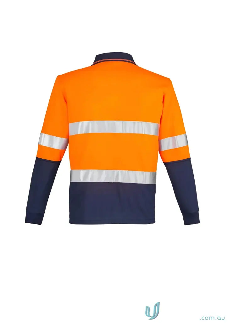 Orange and navy blue Syzmik Mens Vis Spliced Long Sleeve Hoop Taped Work Shirt