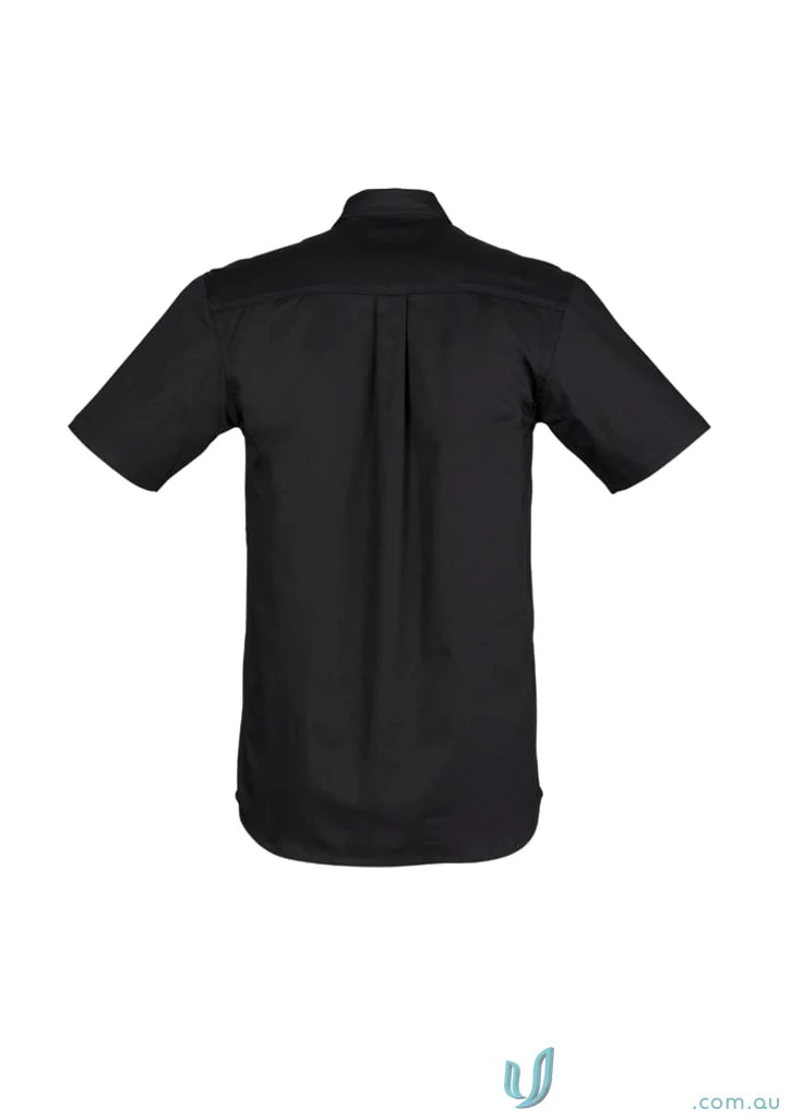 Syzmik mens lightweight tradie short sleeve shirt zw120 in black perfect for work