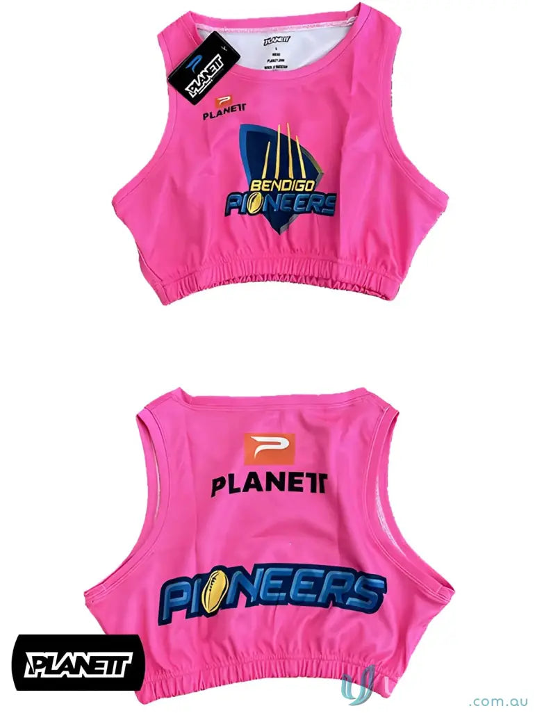Pink athletic crop top from TB101 Custom Training Bibs featuring Northern Knights style