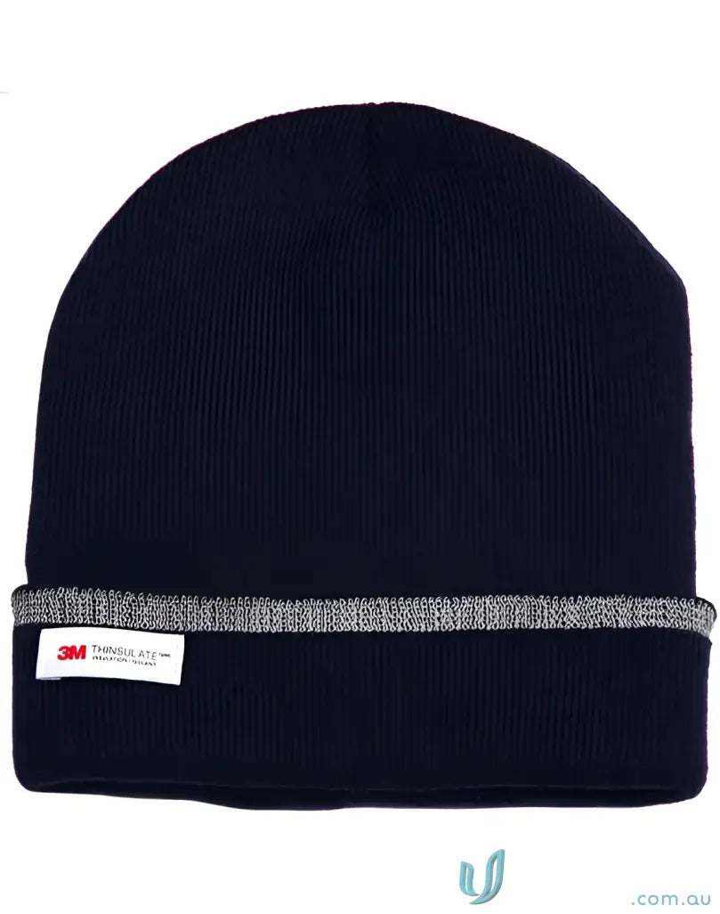 Navy blue Thinsulate™ Cuff Beanie with reflective stripe for winning spirit warmth