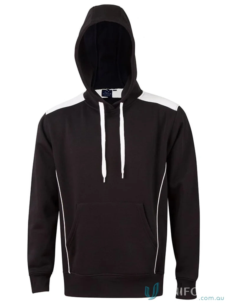 Unisex Croxton Hoodie in black with white accents, perfect for all ages, FL19 Croxton Hoodie style