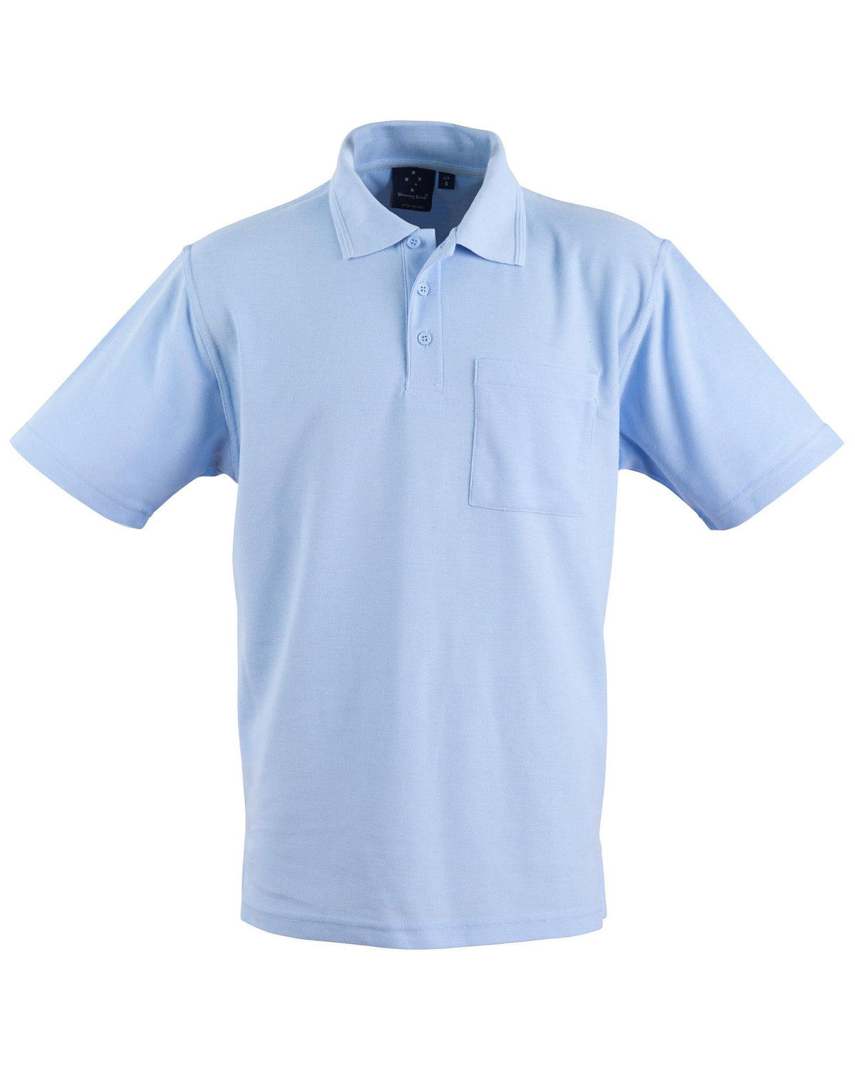 Light blue ps41 pocket polo by Winning Spirit Unisex, taped neck seam