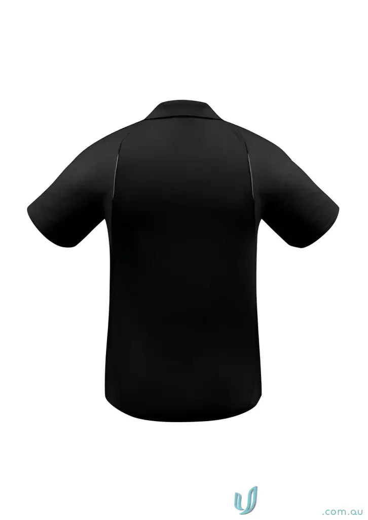 Black short-sleeved collared shirt from United Polo collection with modern fit biz style
