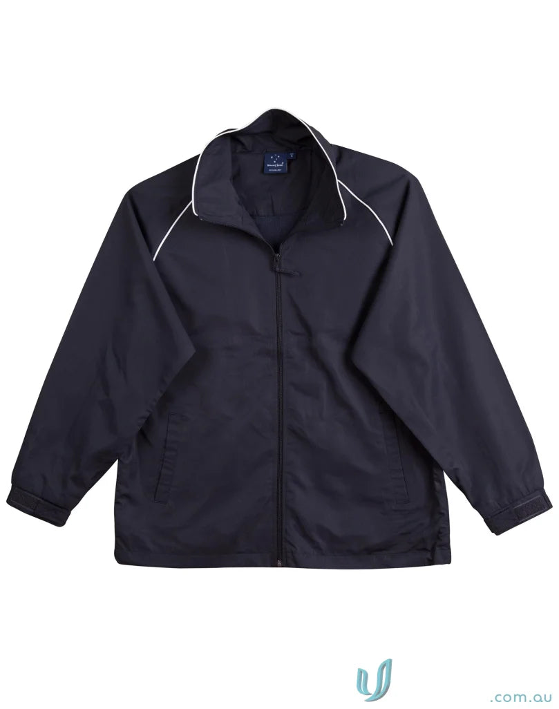 Navy blue Winning Spirit Champion Track Jacket with white trim, perfect unisex champions style